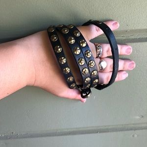 Thin gold studded belt